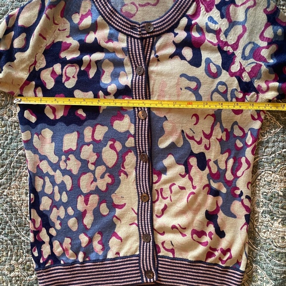 Diane Von Furstenberg Summer Cashmere Short Sleeve Print Vintage Cardigan Small - Picture 4 of 9